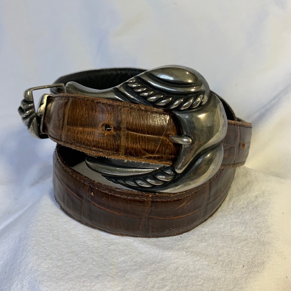 VICENZA Sport tan croc embossed leather belt 28 main image 8